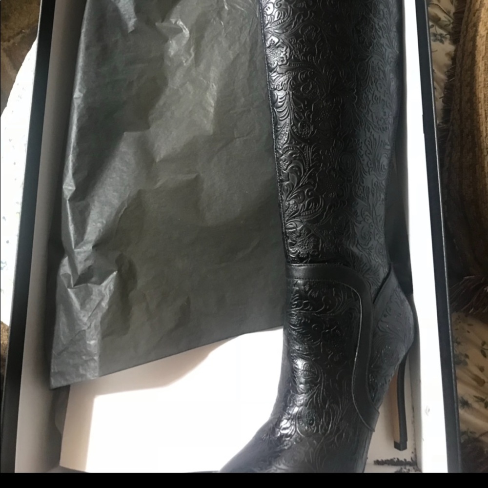 June Ambrose Leather Thigh High Boots New!